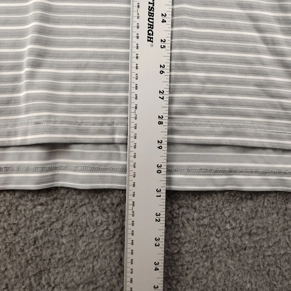 Adidas Polo Shirt Mens XL Climalite Grey Striped Golf Short Sleeve EUC